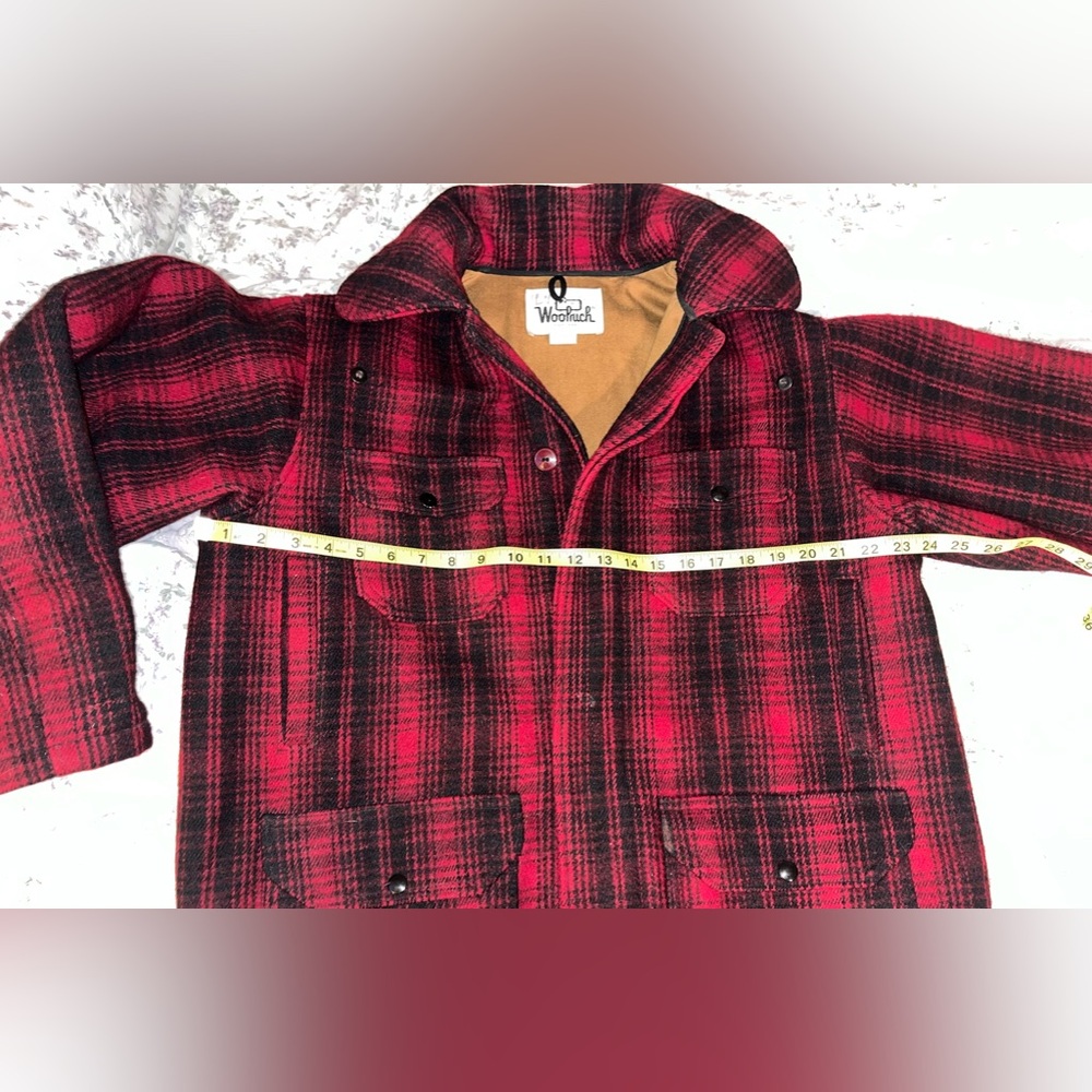 WOOLRICH Vintage Classic Red Plaid Wool Coat sz L - Picture 10 of 13